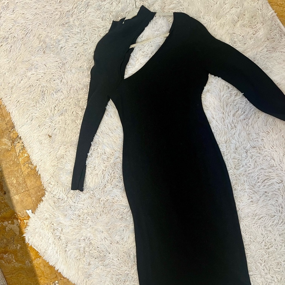 Black Long Sleeve Asymmetrical Dress